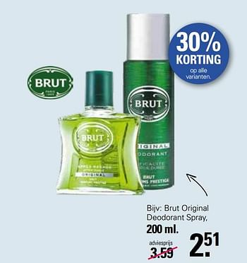 Promoties Brut original deodorant spray - Brut Original - Geldig van 31/05/2023 tot 17/06/2023 bij De Online Drogist
