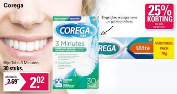 Promoties Corega tabs 3 minuten - Corega - Geldig van 31/05/2023 tot 17/06/2023 bij De Online Drogist