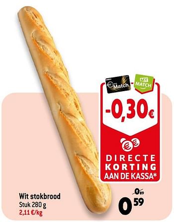 Promotions Wit stokbrood - Produit Maison - Smatch - Valide de 07/06/2023 à 13/06/2023 chez Smatch
