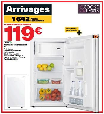 Promotions Cooke + lewis réfrigérateur freezer top - Cooke & Lewis - Valide de 02/06/2023 à 15/06/2023 chez Brico Depot