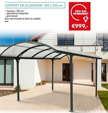 Promotions Carport en aluminium - Garden Plus  - Valide de 01/06/2023 à 30/06/2023 chez Hubo