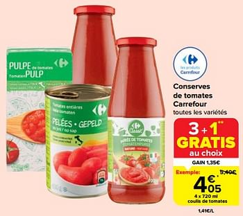 Promotions Coulis de tomates - Produit maison - Carrefour  - Valide de 07/06/2023 à 13/06/2023 chez Carrefour