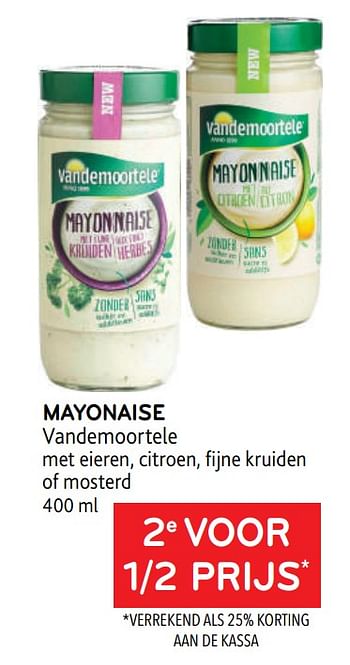 Promoties Mayonaise vandemoortele 2e voor 1-2 prijs - Vandemoortele - Geldig van 14/06/2023 tot 27/06/2023 bij Alvo