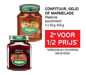 Promoties Confituur, gelei of marmelade materne 2e voor 1-2 prijs - Materne - Geldig van 14/06/2023 tot 27/06/2023 bij Alvo