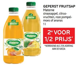 Promoties Geperst fruitsap materne 2e voor 1-2 prijs - Materne - Geldig van 14/06/2023 tot 27/06/2023 bij Alvo