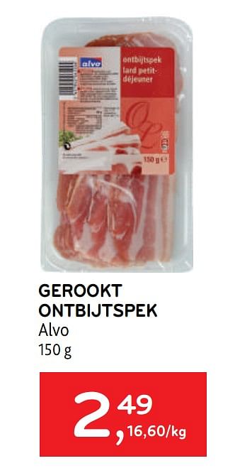 Promoties Gerookt ontbijtspek alvo - Huismerk - Alvo - Geldig van 14/06/2023 tot 27/06/2023 bij Alvo