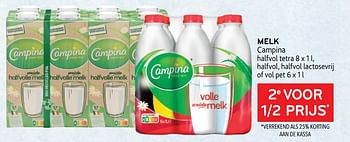 Promoties Melk campina 2e voor 1-2 prijs - Campina - Geldig van 14/06/2023 tot 27/06/2023 bij Alvo
