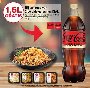 Promoties Bij aankoop van 2 bereide gerechten isali 1,5l gratis coca cola - Isali - Geldig van 14/06/2023 tot 27/06/2023 bij Alvo