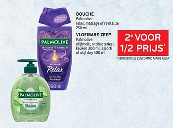 Promoties Douche palmolive + vloeibare zeep palmolive 2e voor 1-2 prijs - Palmolive - Geldig van 14/06/2023 tot 27/06/2023 bij Alvo