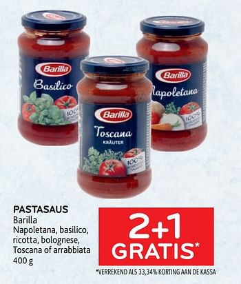 Promoties Pastasaus barilla 2+1 gratis - Barilla - Geldig van 14/06/2023 tot 27/06/2023 bij Alvo