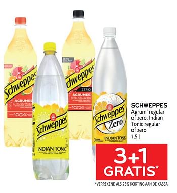 Promoties Schweppes 3+1 gratis - Schweppes - Geldig van 14/06/2023 tot 27/06/2023 bij Alvo