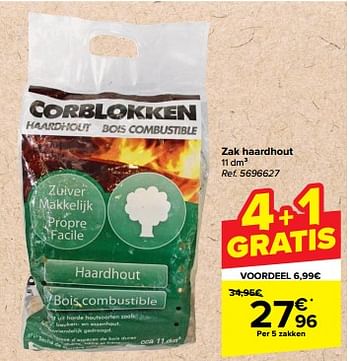 Promoties Zak haardhout - Corblokken - Geldig van 07/06/2023 tot 19/06/2023 bij Carrefour