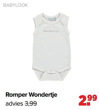Promoties Romper wondertje - Baby look - Geldig van 05/06/2023 tot 01/07/2023 bij Baby-Dump