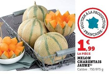 Promotions Melon charentais jaune - Produit Maison - Super U - Valide de 06/06/2023 à 18/06/2023 chez Super U