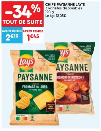 Promotions Chips paysanne lay`s - Lay's - Valide de 07/06/2023 à 13/06/2023 chez Leader Price