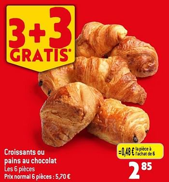 Promotions Croissants ou pains au chocolat - Produit Maison - Smatch - Valide de 07/06/2023 à 13/06/2023 chez Smatch