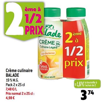 Promotions Crème culinaire balade - Balade - Valide de 07/06/2023 à 13/06/2023 chez Match