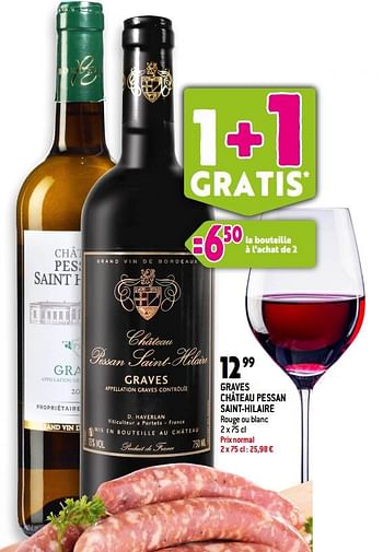 Promotions Graves château pessan saint-hilaire rouge ou blanc - Vins rouges - Valide de 07/06/2023 à 13/06/2023 chez Match