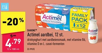 Promoties Actimel aardbei - Danone - Geldig van 12/06/2023 tot 23/06/2023 bij Aldi