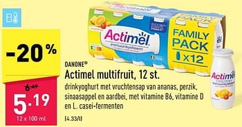 Promoties Actimel multifruit - Danone - Geldig van 12/06/2023 tot 23/06/2023 bij Aldi