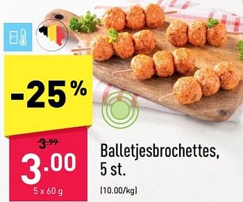 Promoties Balletjesbrochettes - Huismerk - Aldi - Geldig van 12/06/2023 tot 17/06/2023 bij Aldi