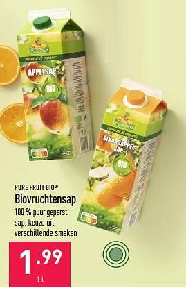 Promoties Biovruchtensap - Pure Fruit - Geldig van 12/06/2023 tot 23/06/2023 bij Aldi