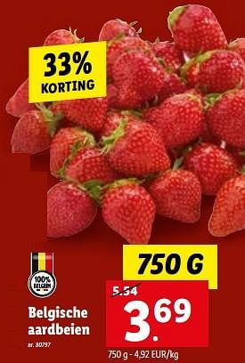 Promoties Belgische aardbeien - Huismerk - Lidl - Geldig van 14/06/2023 tot 20/06/2023 bij Lidl