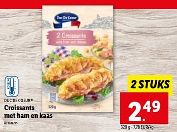 Promoties Croissants met ham en kaas - Duc De Coeur - Geldig van 14/06/2023 tot 20/06/2023 bij Lidl