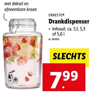 Promoties Drankdispenser - Ernesto - Geldig van 14/06/2023 tot 20/06/2023 bij Lidl