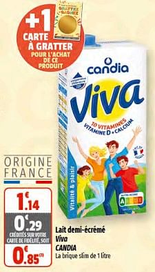 Promotions Lit demi-écrémé viva candia - CANDIA - Valide de 07/06/2023 à 18/06/2023 chez Coccinelle