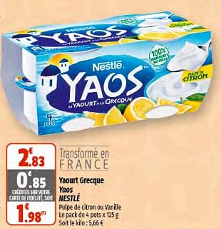 Promotions Yaourt grecque yaos nestlé - Nestlé - Valide de 07/06/2023 à 18/06/2023 chez Coccinelle