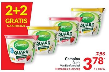 Promoties Campina quark vanille of aardbei - Campina - Geldig van 13/06/2023 tot 18/06/2023 bij Intermarche