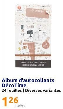 Promotions Album d`autocollants décotime - Decotime - Valide de 07/06/2023 à 13/06/2023 chez Action