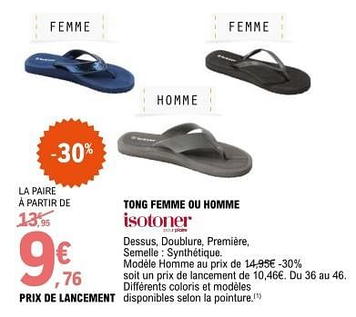 Isotoner Tong femme ou homme En promotion chez E.Leclerc