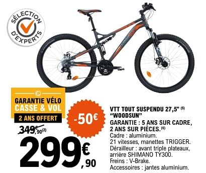 Woodsun Vtt tout suspendu 27 5 woodsun En promotion chez E.Leclerc