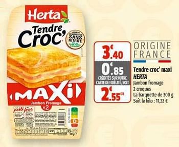 Promotions Tendre croc` maxi herta - Herta - Valide de 07/06/2023 à 18/06/2023 chez Coccinelle