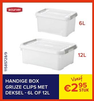 Promoties Handige box grijze clips met deksel - Curver - Geldig van 01/06/2023 tot 30/06/2023 bij Euro Shop