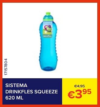 Promoties Sistema drinkfles squeeze - Sistema - Geldig van 01/06/2023 tot 30/06/2023 bij Euro Shop