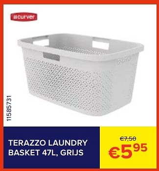 Promoties Terazzo laundry basket grijs - Curver - Geldig van 01/06/2023 tot 30/06/2023 bij Euro Shop