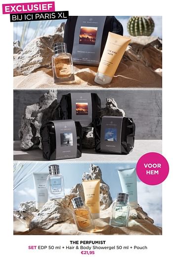 Promoties The perfumist set edp + hair + body showergel + pouch - The Perfumist  - Geldig van 12/06/2023 tot 18/06/2023 bij ICI PARIS XL