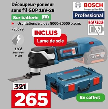 Promotions Bosch découpeur-ponceur sans fil gop 18v-28 - Bosch - Valide de 06/06/2023 à 30/06/2023 chez Mr. Bricolage