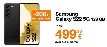 Promotions Samsung galaxy s22 5g 128 gb - Samsung - Valide de 01/06/2023 à 12/06/2023 chez Orange