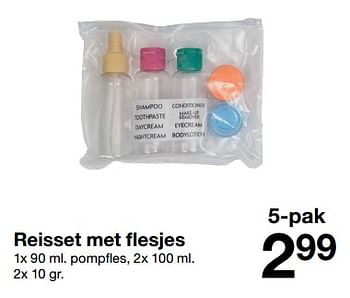 Promoties Reisset met flesjes - Huismerk - Zeeman  - Geldig van 10/06/2023 tot 16/06/2023 bij Zeeman