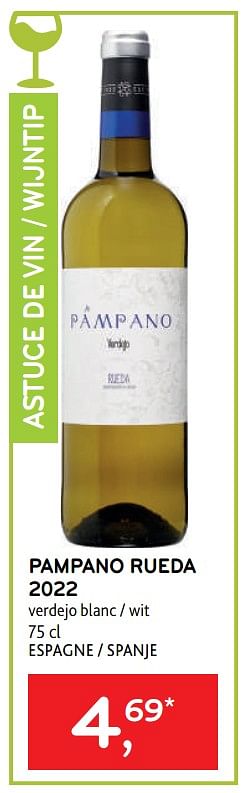 Promotions Pampano rueda 2022 verdejo blanc - Vins blancs - Valide de 14/06/2023 à 27/06/2023 chez Alvo