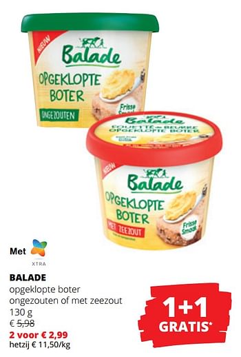 Promoties Balade opgeklopte boter ongezouten of met zeezout - Balade - Geldig van 15/06/2023 tot 28/06/2023 bij Spar (Colruytgroup)