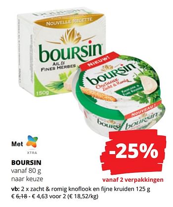 Promoties Boursin zacht + romig knoflook en fijne kruiden - Boursin - Geldig van 15/06/2023 tot 28/06/2023 bij Spar (Colruytgroup)