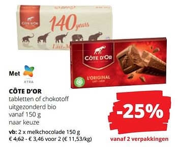 Promoties Côte d’or melkchocolade - Cote D'Or - Geldig van 15/06/2023 tot 28/06/2023 bij Spar (Colruytgroup)