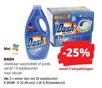 Promoties Dash vloeibaar wasmiddel witter dan wit - Dash - Geldig van 15/06/2023 tot 28/06/2023 bij Spar (Colruytgroup)