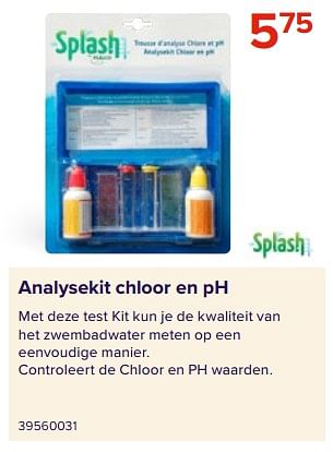 Promoties Analysekit chloor en ph - Splash - Geldig van 09/06/2023 tot 31/08/2023 bij Euro Shop
