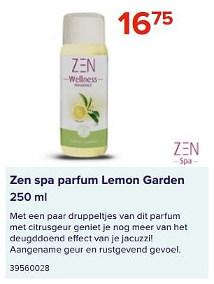 Promoties Zen spa parfum lemon garden - Zen Spa - Geldig van 09/06/2023 tot 31/08/2023 bij Euro Shop